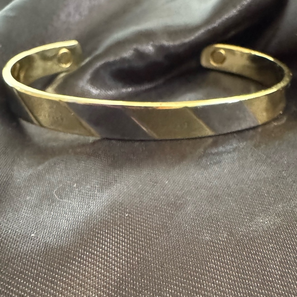 MISCO Gold and Silver Tone Vintage Magnetic Cuff Bangle Bracelet
